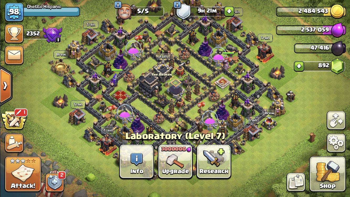 Clash of Clans almost max Town Hall 9 account