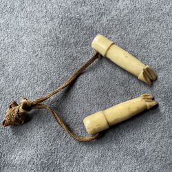 Rare Antique Victorian Bone Knitting Needle Guards