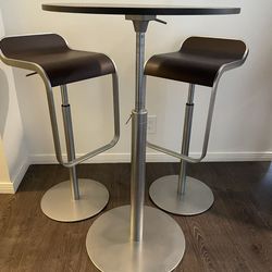 Lapalma Italy Designer Brio Adjustable Cafe Table and Two Adjustable Lem Piston Bar Stools