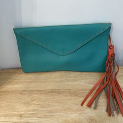 Blue green turquoise cut clutch purse