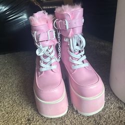 Demonia Cult Pink Platform Boots 