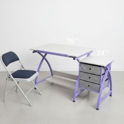 Can Deliver $55 Purple Desk Drafting Artist Desk Bonus Free Folding Chair