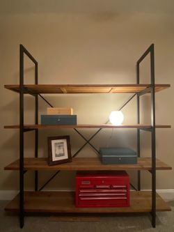 Large wood open shelving