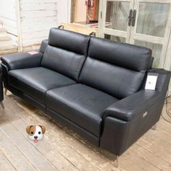 %100 REAL LEATHER ANTONİO BLACK RECLINING LİVİNG ROOM SET SOFA AND LOVESEAT WİTH İNTEREST FREE PAYMENT OPTİONS 