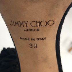 JIMMY CHOO HIGH HEEL STILETTO BLACK FRINGE LUXURY STRAP SHOES FASHION SIZE 39 ITALY US 9 $1,200 MSRP