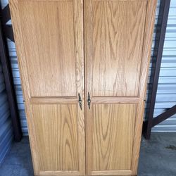 Oak Wood Computer Armoire