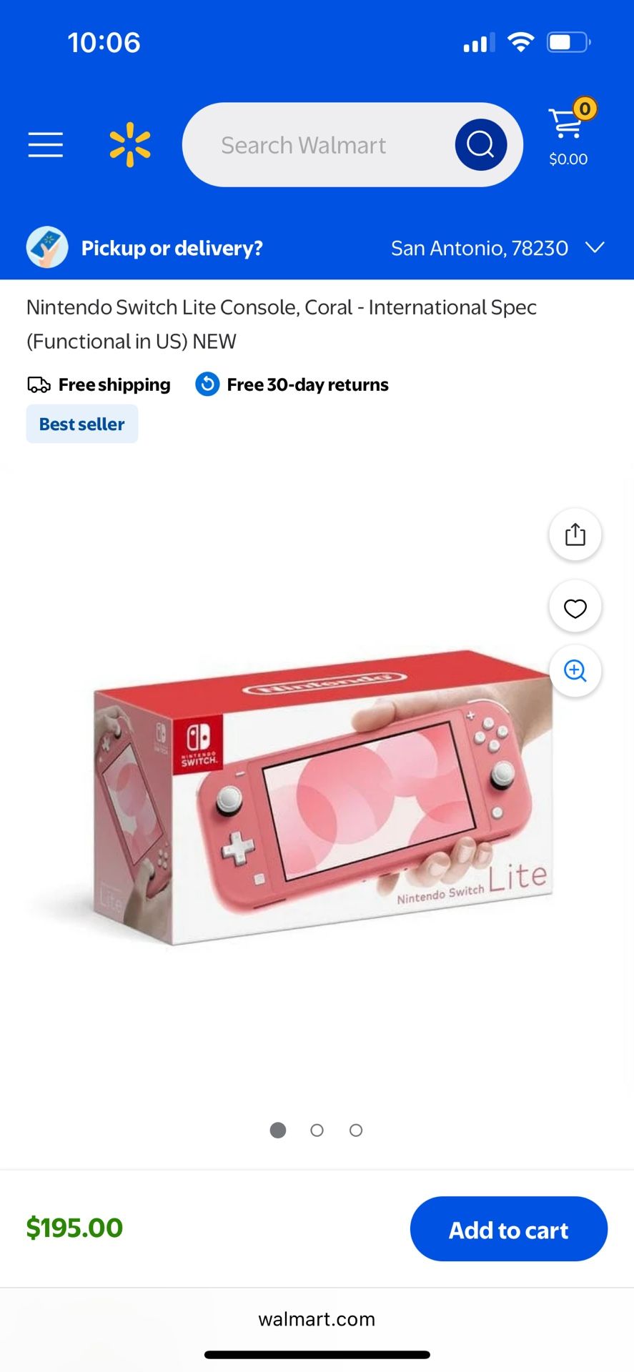 Nintendo Switch Lite Console, Coral