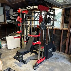 Smith Machine 200 | Adjustable Bench | 245lb Cast Iron Olympic Weights | 7ft Olympic Bar | Fitness | Gym Equipment | FREE DELIVERY/INSTALLATION 🚚 🛠️