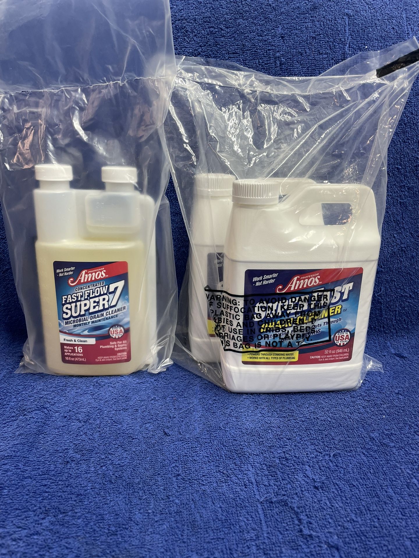 Professor Amos Super Fast Drain Cleaner set/2 32 fl Oz +Faster Flow Super 7 16oz