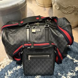 Authentic Gucci Travel Bag + Crossbody Set