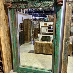 Reclaimed Carved Wood Mirror
