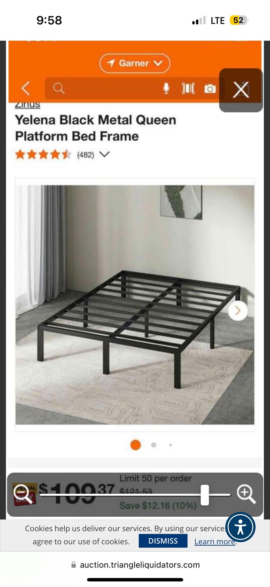 Classic 14 in. Black Metal Queen Platform Bed Frame