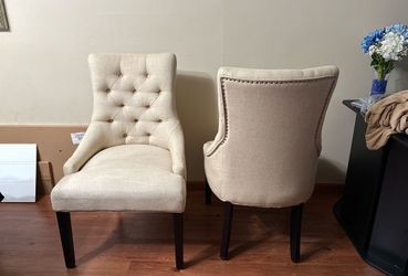 Set of 2 Cream Upholstered Accent Chairs