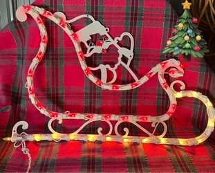 Vintage Santa In Sleigh Lighted Window Decoration.