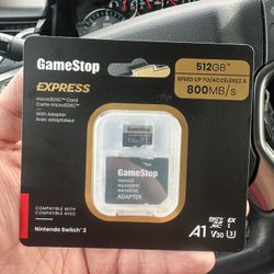 Nintendo Switch 2 512GB Express Micro SD Card GameStop w/ Adapter In HAND