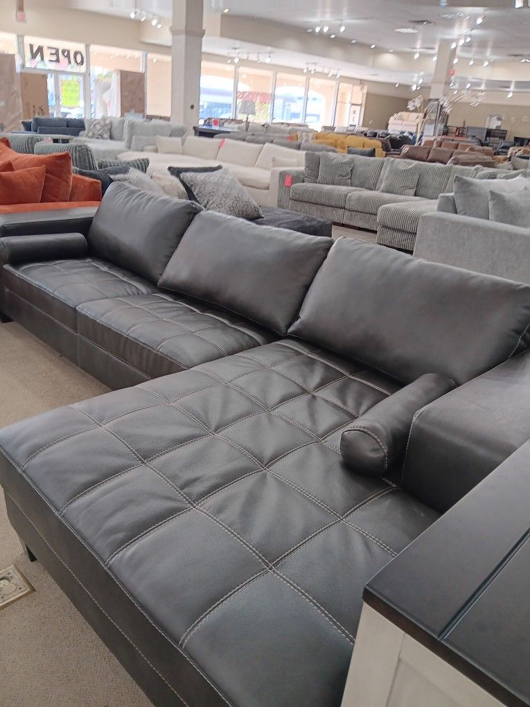 Black Leather Sectional