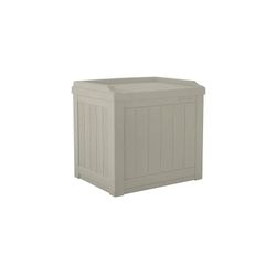 Suncast Small Deck Box-Lightweight Resin Indoor/Outdoor Storage Container and Seat Cushions and Gardening Tools Store Items on Patio, Garage, Yard, 22