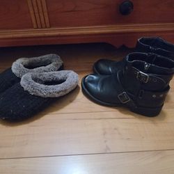 Girls Size 5 Ankle Boots And Slippers