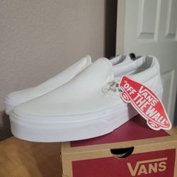 Vans White Slip On