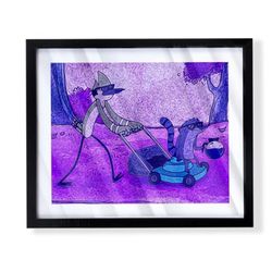 Mordecai and Rigby from regular show limited art piece on black frame