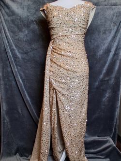 Sequin champagne color formal gown