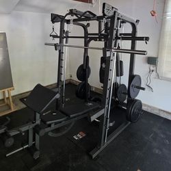 New Home Gym Smith Machine Sm2001 | Multi-Use Adj Bench | 230lb Weight set | Advance Barbell | FREE DELIVERY🔥