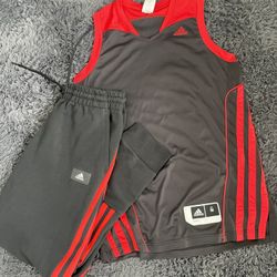 Adidas basketball jersey and sweatpants  set black red | Men Medium 