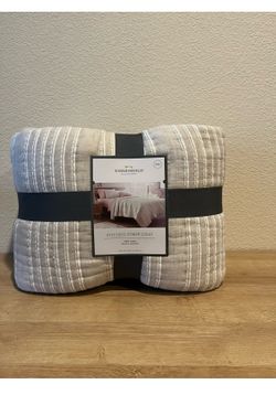 New King Stitched Stripe Quilt Taupe-Threshold
