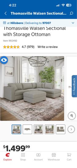 Sectional with storage ottoman