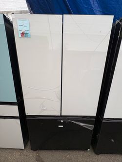 Samsung Bespoke Refrigerator With Beverage Center In Charcoal And White Glass