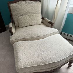 Oversized French style chair and ottoman