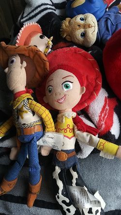 Toy story. Woody jessie. Bullseye ,alvin and the chimpmunks stuffed animals smurf
