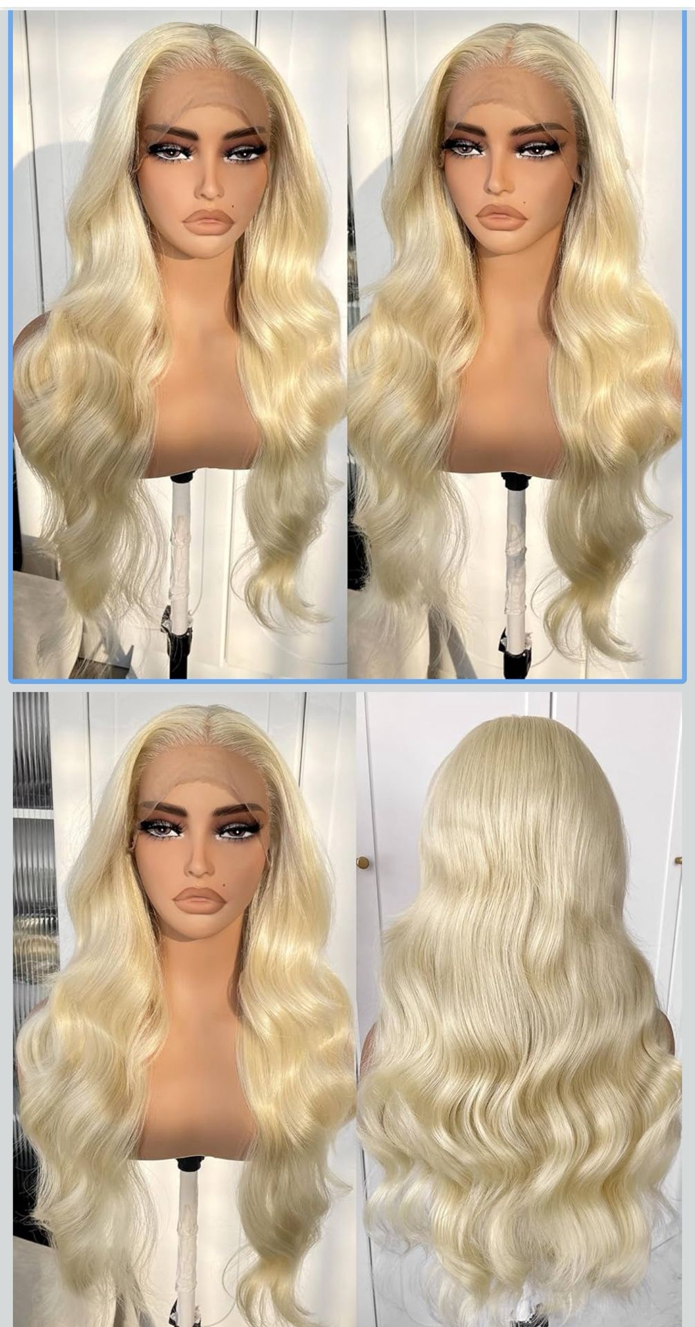 Lace Front Wigs, Blonde Glueless Synthetic Lace Front Wigs Pre Plucked, Body Wave Long Lace Wigs p9b