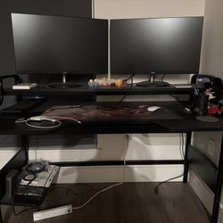 Work/Study desk, 2 tier - black