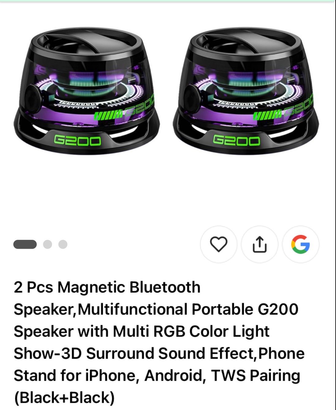 2 Pcs Magnetic Bluetooth Speaker,Multifunctional Portable G200 Speaker