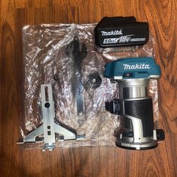 (1) Makita 18v Brushless LXT Variable Speed Compact Router (XTR01) (1) 18v 5.0 A.h Battery (BL1850B)
