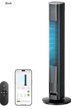 MORENTO 43'' Smart Tower Fan for Bedroom, 90°oscillating, 12H Timer, Black 4 Modes 4 Speeds, 25ft/s Velocity, 28dB Quiet Standing Fan, APP/Voice/Remot