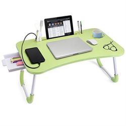 Slendor Lap Desk with Tablet Slot, Foldable Laptop Table with Storage Drawe