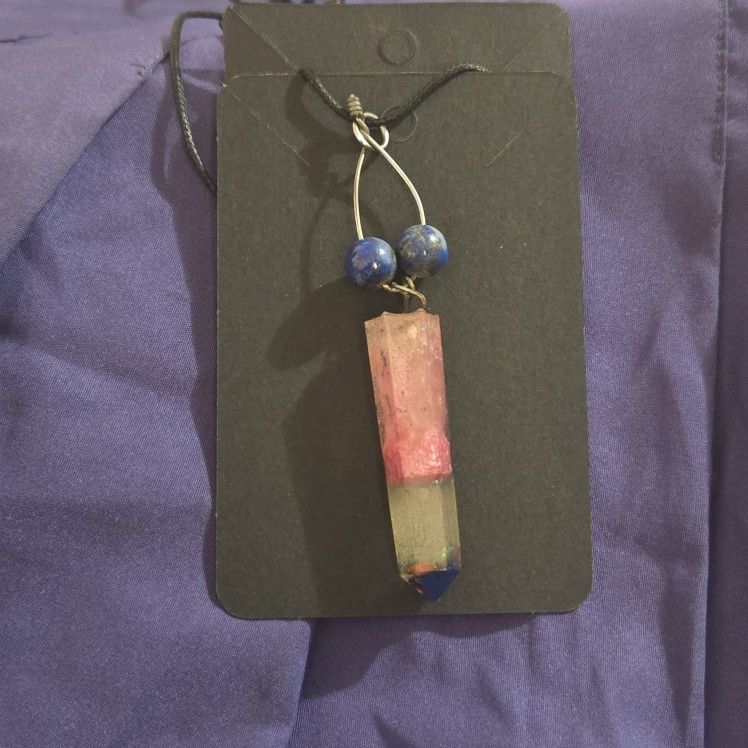 Handmade Resin Necklace with LAPIS LAZULI Beads