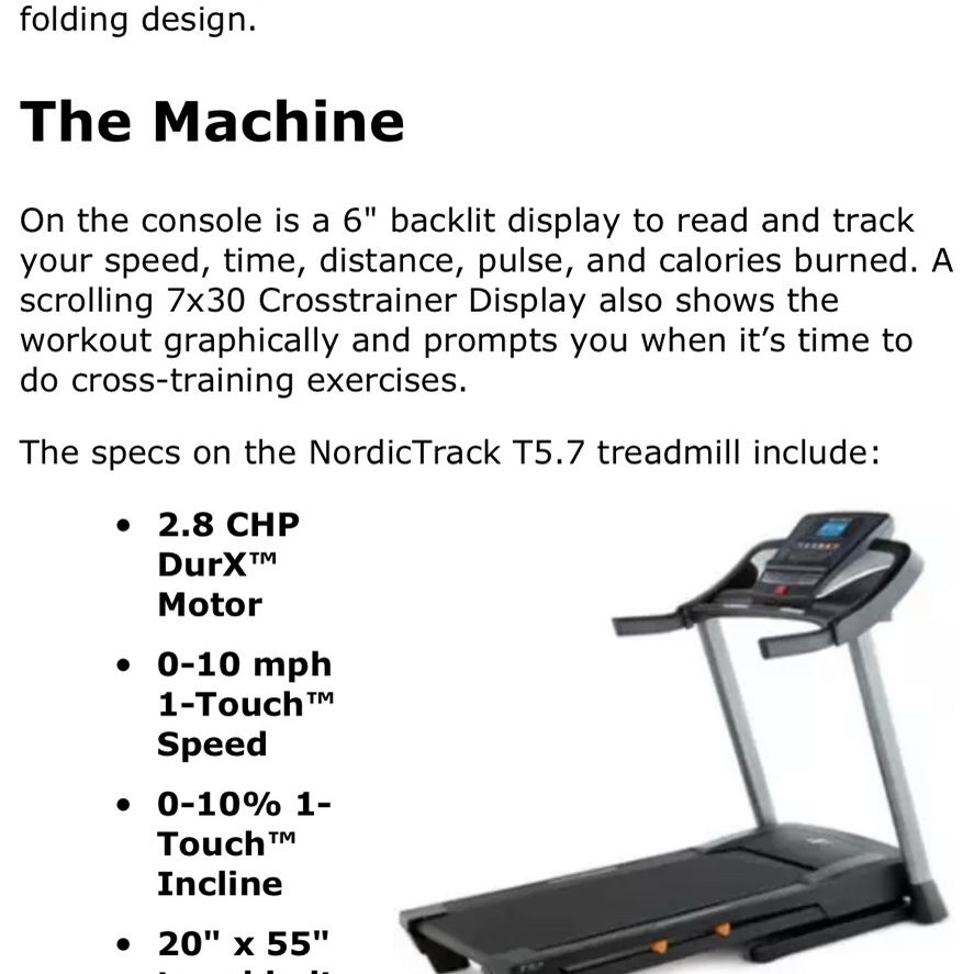 Treadmill NordicTrack T5.7 for Sale in Midlothian VA OfferUp