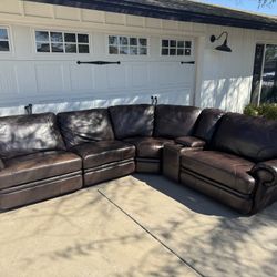 Brown Leather Designer Sofa, Sectional Recliner