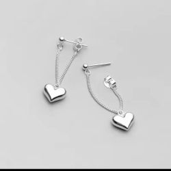 Silver Hearts Dangle Earrings 