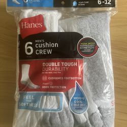 Hanes Men's Cushion Crew Socks, 6-Pairs.