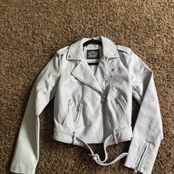 Women’s Levi vegan leather jacket sky blue brand new tag was ripped off accidentally