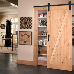 NEW MASONITE 42in x 84 in No Panel Z-Bar Knotty Alder Wood Interior Sliding Barn Door Slab