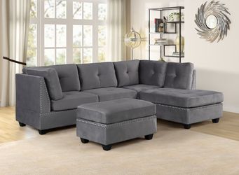 Sienna Silver + ottoman