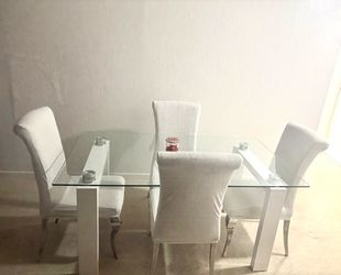 Modern Glass Dining Table Set with 4 Chairs