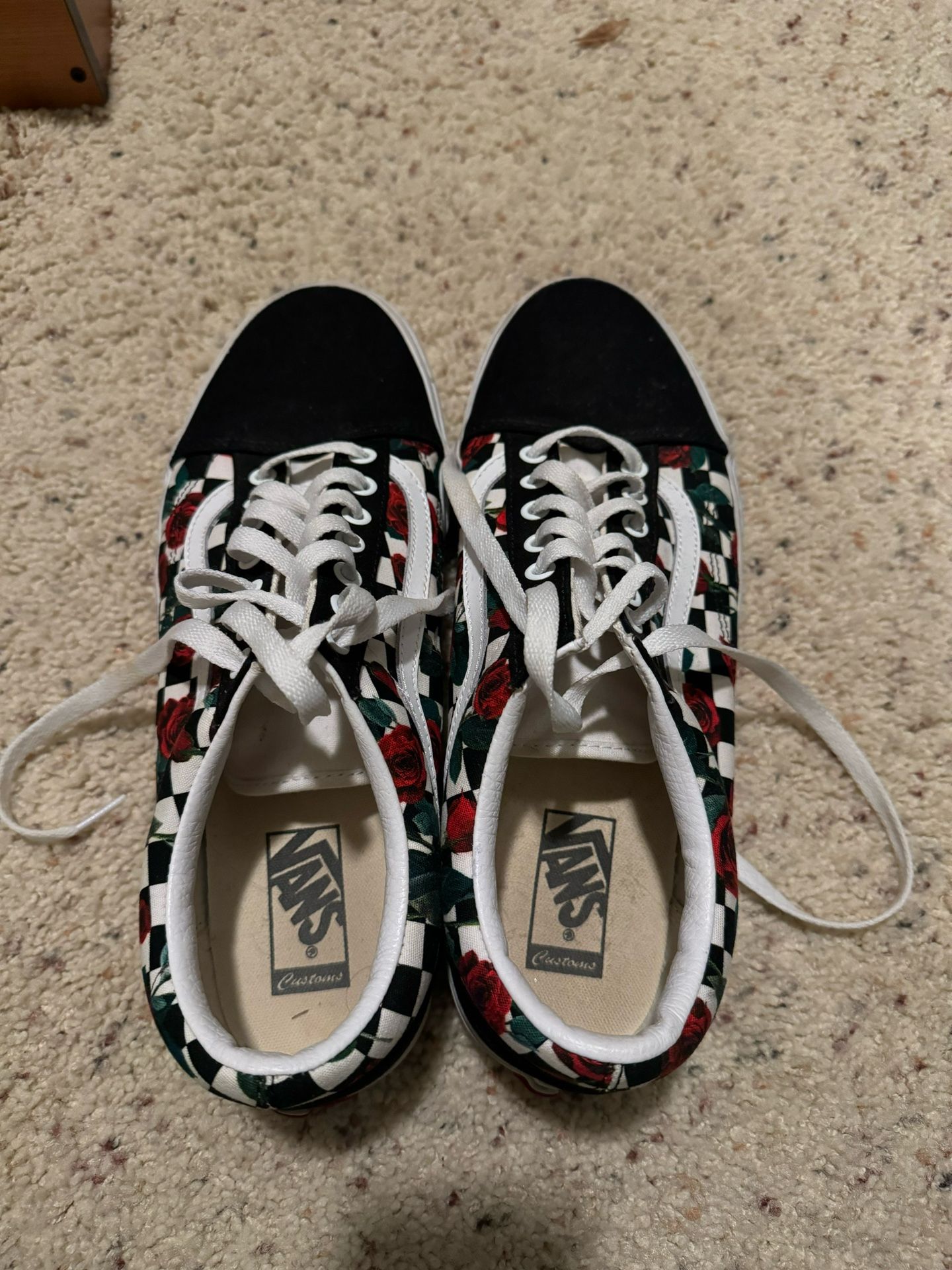 Vans Customs Checkerboard Roses Old Skool
