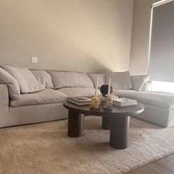 Round Coffee Table - Solid Brown Wood 