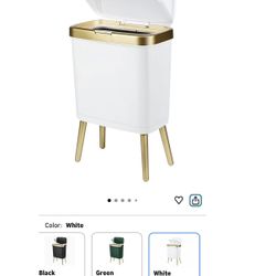White and Gold Bathroom Trash Can